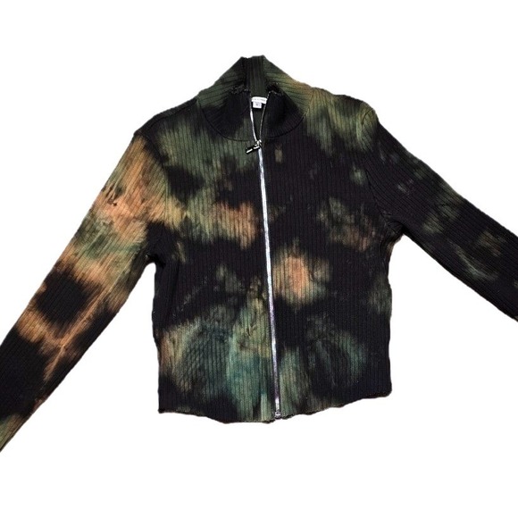 Cotton Citizen Sweaters - Cotton Citizen Ibiza Tie Dye Ribbed Turtleneck Zip Up Sweater Womens Small